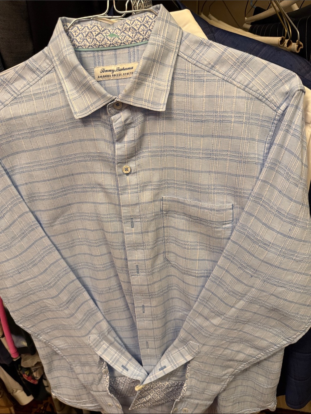 Tommy Bahama Light Blue Plaid Button-Down Shirt